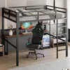 A loft bed with a desk and shelves underneath, set up in a room. Anteprima dell’immagine prodotto