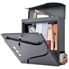 A gray metal mailbox with its door open, revealing mail and newspapers inside. Produktbild-Vorschau