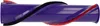 A close-up, side view of a purple vacuum cleaner brush roller with red and black bristles. Produktbild-Vorschau