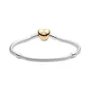 A studio shot of a Pandora bracelet with a heart-shaped clasp. Produktbild-Vorschau