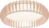 A round, flush-mount ceiling light with a wooden slat design. Náhľad obrázku produktu