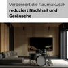 A modern living room with acoustic wall panels, a sofa, and a drum set. Produktbild-Vorschau