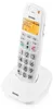 A white cordless phone with a charging base, shown at an angle. Náhled obrázku produktu