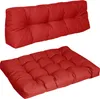 A red seat cushion and a red back cushion for a pallet sofa, shown against a white background. Produktbild-Vorschau