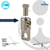 A product image showing a metal fitting and a screw, with accompanying text and logos. Produktbild-Vorschau