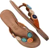 Lazamani Leder tan multi Pantolette Braun in Gr. 39 Produktbild-Vorschau 3