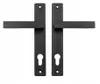 A pair of black door handles with keyhole plates, presented against a white background. Produktbild-Vorschau