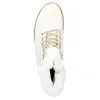 A top-down view of a white winter boot with beige laces and white fur trim. Produktbild-Vorschau