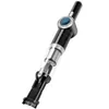 A black handheld vacuum cleaner with a transparent dustbin and a digital display. Produktbild-Vorschau