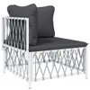 vidaXL 6 tlg. Garten Lounge Set mit Kissen Weiß Stahl - Produktbild-Vorschau 4