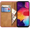 A red flip case for a Samsung Galaxy phone, showing credit cards and euro banknotes inside. Produktbild-Vorschau