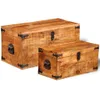 vidaXL Set di cassapanche a 2 pezzi Legno di mango grezzo Anteprima dell’immagine prodotto 1