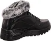 A black boot with gray fur trim. Voir les images du produit