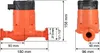 A diagram showing the dimensions of a water circulation pump. Podgląd zdjęcia produktu