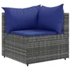 7-tlg. Garten-Lounge-Set mit Kissen Grau Poly Rattan Produktbild-Vorschau 3