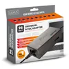 The image shows the packaging of a universal AC/DC adapter, with the product itself partially visible. Podgląd zdjęcia produktu