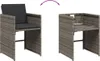 A dining set with chairs shown in two configurations, indicating a foldable or stackable design. Produktbild-Vorschau