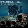 A diver is shown underwater next to a smartwatch displaying fitness data. Produktbild-Vorschau