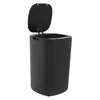 A black smart sensor trash can with its lid open, shown against a white background. Voir les images du produit