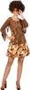 W4337-38 braun-bunt Damen Hippie Kostüm Kleid Gr.38 Produktbild-Vorschau 1