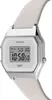 A close-up, studio shot of a Casio digital watch with a white leather strap. Produktbild-Vorschau