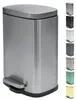 A silver stainless steel pedal bin with a black base and pedal, shown in isolation against a white background. A row of smaller images of the same bin in different colors is visible on the right side. Anteprima dell’immagine prodotto