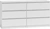 A white dresser with six drawers is shown against a white background. Náhled obrázku produktu