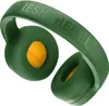 A pair of green wireless headphones with yellow accents is shown against a white background. Produktbild-Vorschau