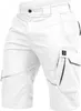 A pair of white cargo shorts with gray accents and a green logo on the right pocket. Produktbild-Vorschau