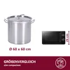 A size comparison between a large pot and a microwave. Produktbild-Vorschau