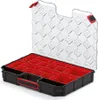 An open black and red organizer box with a clear lid. Anteprima dell’immagine prodotto