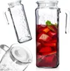 Všestranný skleněný džbán s plastovým víčkem na nápoje Náhled obrázku produktu 11