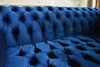 Chesterfield Blaue Leder Couch Klassische Sofa Sitz Polster Produktbild-Vorschau 5