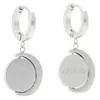 A pair of silver-colored earrings with moon-shaped pendants. Produktbild-Vorschau