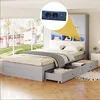 Flieks Jugendbett 90x200cm mit Led und Steckdose, Holzbett Produktbild-Vorschau 1