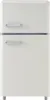 A front view of a white retro-style refrigerator. Produktbild-Vorschau
