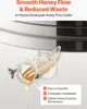 Close-up of a honey extractor's outlet with honey flowing out, accompanied by marketing text highlighting features. Anteprima dell’immagine prodotto