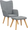 vidaXL Relaxsessel mit Hocker Hellgrau Stoff Produktbild-Vorschau 8