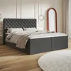 MOTIVENA Nero Chesterfield Boxspringbett 180x200 Grau Samt Produktbild-Vorschau 1