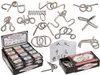 A collection of metal puzzles and a display box of smaller puzzles. Produktbild-Vorschau