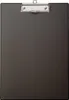A black clipboard with a silver clip is shown against a light gray background. Produktbild-Vorschau