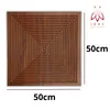 A square wooden panel with a concentric square pattern is shown against a white background. Text labels indicate dimensions and a brand logo. Produktbild-Vorschau