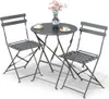 VOUNOT® Metall Bistroset 3-teilig, klappbarer Bistrotisch Produktbild-Vorschau 1