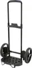A black shopping trolley frame with wheels against a white background. Podgląd zdjęcia produktu