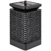 A black solar-powered lantern with a decorative, perforated design and a solar panel on top. Podgląd zdjęcia produktu