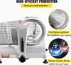 Close-up of a commercial meat slicer with feature callouts. Podgląd zdjęcia produktu