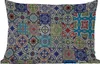 MuchoWow® Outdoor Kissen - Blumen - Muster - Grün - Blau - Produktbild-Vorschau 1