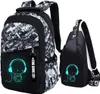 Oxford-gewebe Schulrucksack(Weiss+Musikerbrusttasche)für Produktbild-Vorschau 1