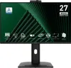 A computer monitor with a green abstract background and various icons and text overlayed on the screen. Produktbild-Vorschau