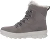 A side view of a gray suede boot with faux fur lining and white laces. Produktbild-Vorschau